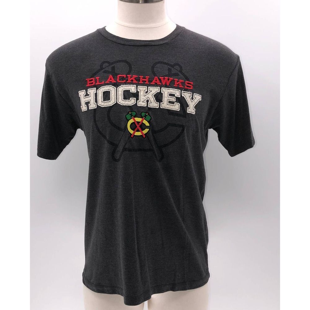 NHL Chicago Blackhawks Gray Graphic Short Sleeve Shirt- L
